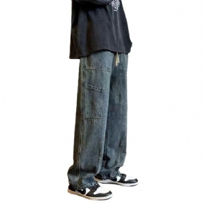 Vintage Cargo Jeans Férfi Bő Széles Szárú Egyenes Nadrág