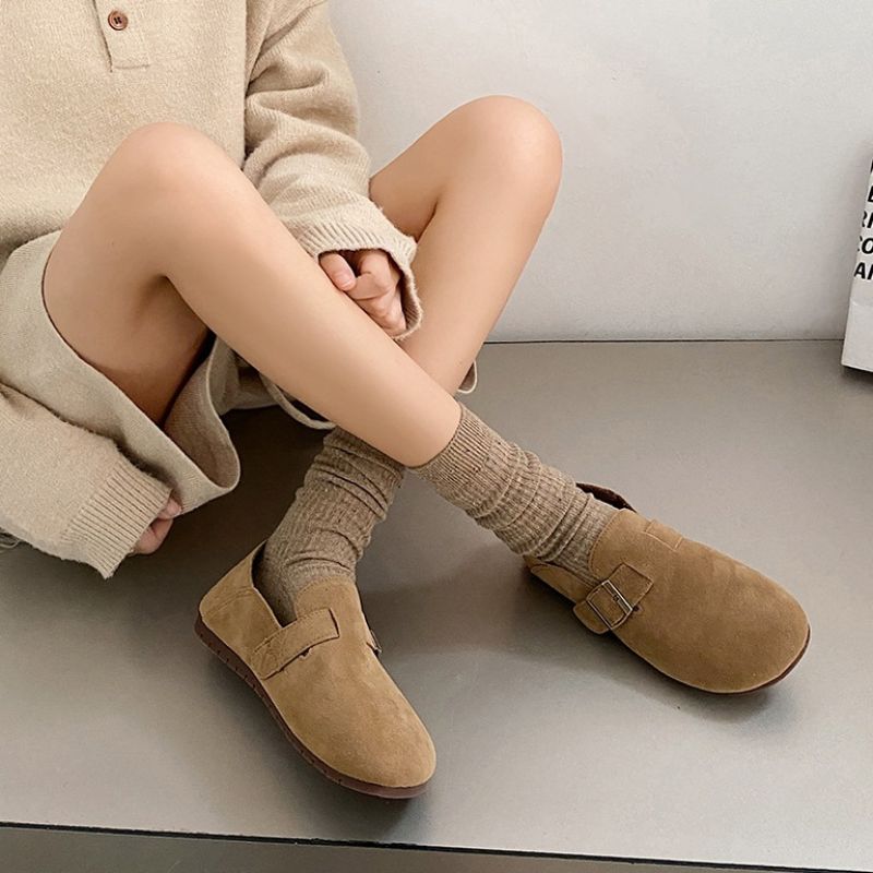 Kerek Orrú Lapos Rugós Cipő Női 2023 Új Puha Aljú Borsó Birkenstock