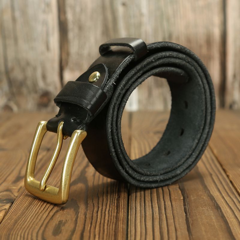 Sárgaréz Csatos Férfi Öv Retro Farmer Öv Divatos Valódi Bőr Öv Tűs Csat Réz Fej Nadrág Öv